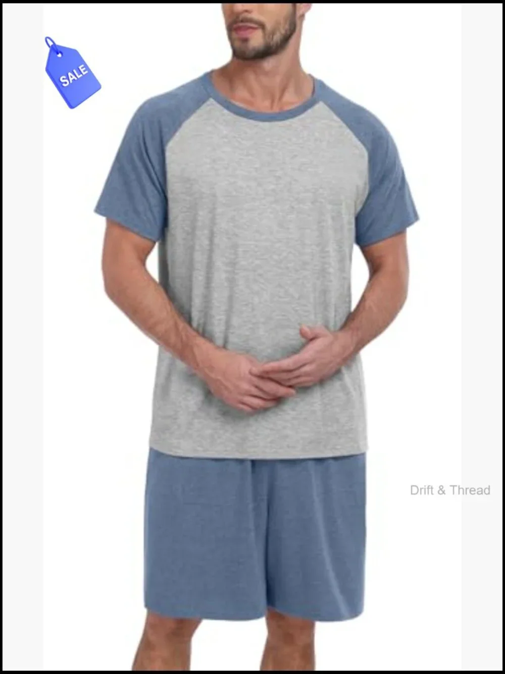 Men's 2-Piece Short Sleeve Pajama Set, Lightweight Summer Sleepwear with Pockets